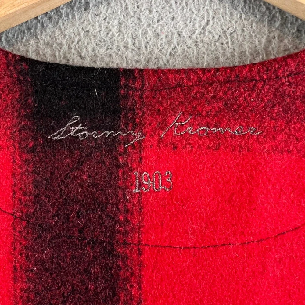 Stormy Kromer Mens Red Black Buffalo Plaid 100% Wool Button Front Vest XL USA